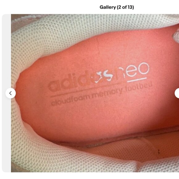 (7.5) Adidas Womens Cloudfoam Qt Racer Shoes Pink AW4005 Lace Up Low Top Mesh - Picture 9 of 10